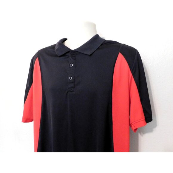 Fila Sport Golf Polo Shirt Mens XL Black Red Buttons Short Sleeve Polyester - Picture 2 of 7